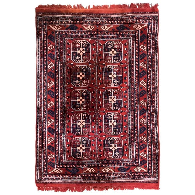 Vintage Fine Turkmen Afghan Boukhara Design Rug For Sale - Image 16 of 16