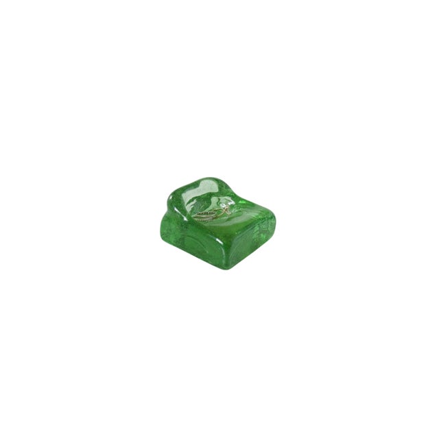 This product is a vintage, lime green thick art glass square ashtray or catchall dish. It features a heavy, pressed-glass...