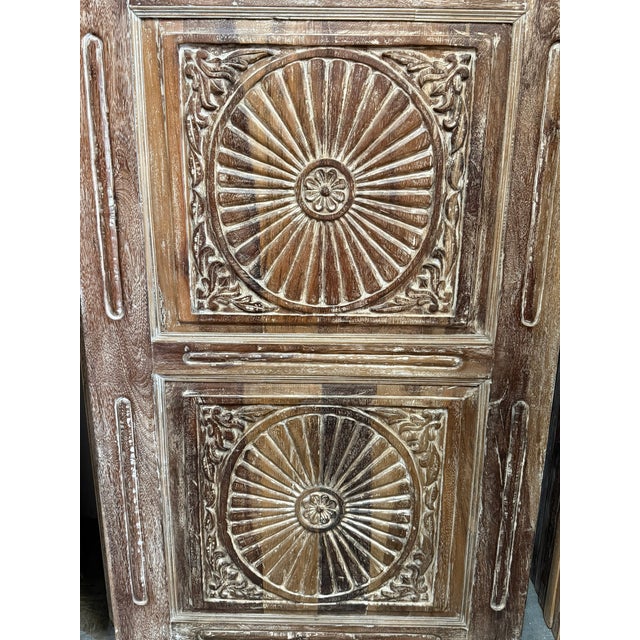 Wood Spanish Style Vintage Sunburst Carved Wooden Door Panel 80x34 For Sale - Image 7 of 12