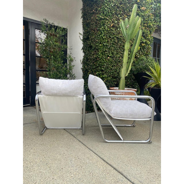 Vintage Pair of Chrome Lounge Chairs Attributed to Jerry Johnson For Sale - Image 14 of 16