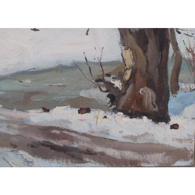 Vintage Winter Landscape Painting, Ukrainian Art, 1970s 35-50 For Sale - Image 6 of 6