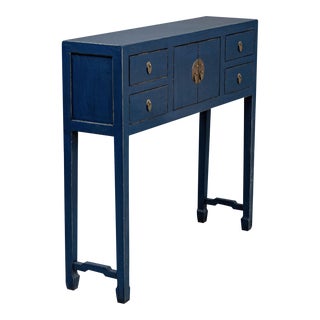Chinese Blue Painted & Lacquered Console Table For Sale