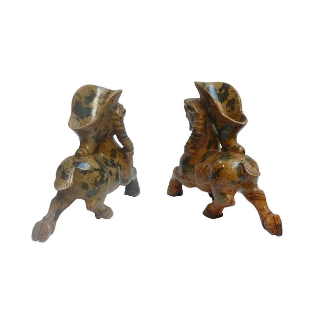 Chinese Oriental Carved Stone Ram Figures - Pair For Sale - Image 4 of 5