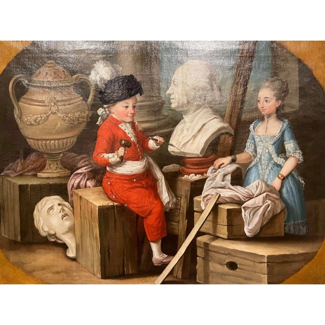 18th Century French “Four Arts” Allegorical Paintings After Carle Van Loo For Sale - Image 10 of 18