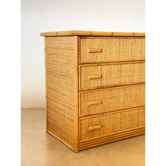 Light Yellow Bamboo and Wicker Dressers, 1070s, Set of 2 For Sale - Image 8 of 10