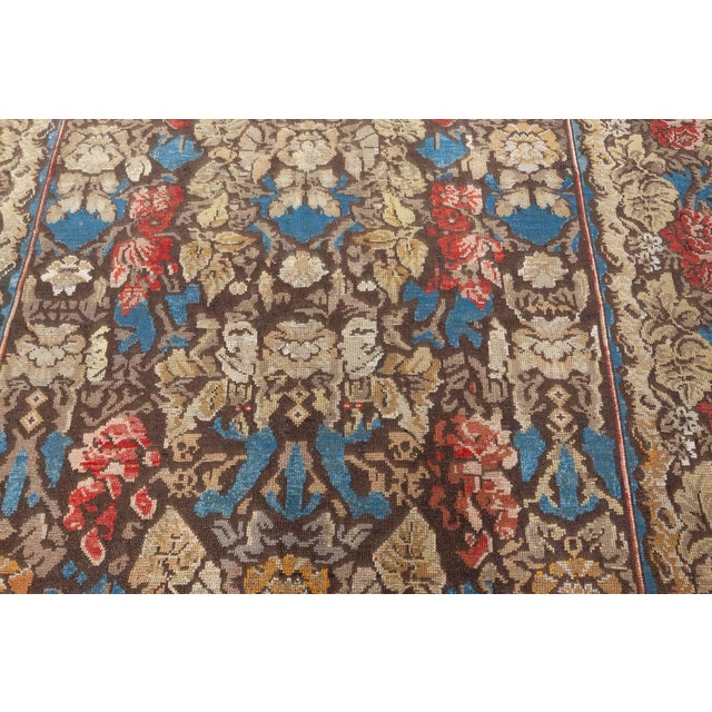 Blue Antique Ukrainian Floral Rug, circa 1880 For Sale - Image 8 of 9