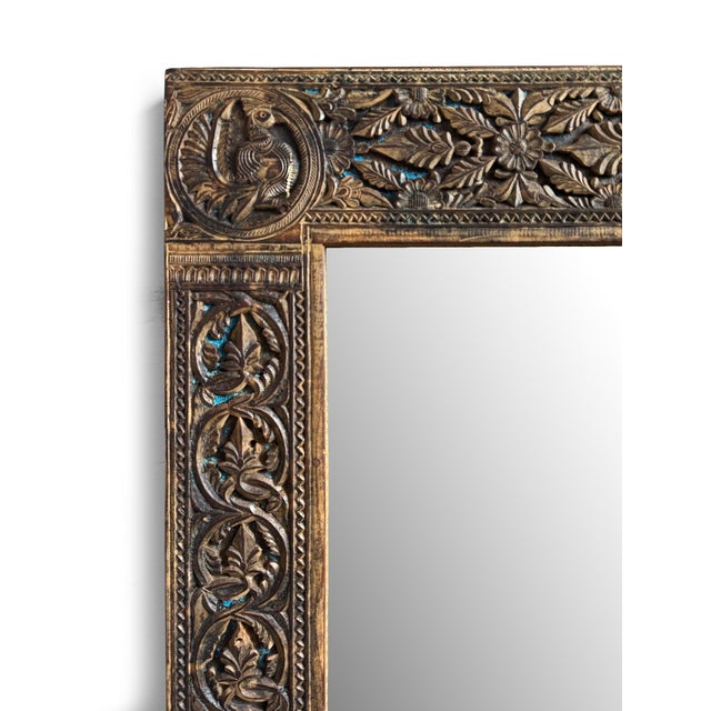 Indian Original Vintage Indian Carved Full Length Mirror For Sale - Image 3 of 9