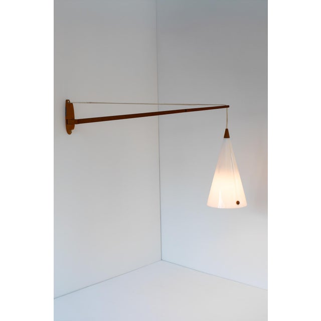 White Mid-Century Swedish Wall Lamp in Teak by Uno and Östen Kristiansson for Luxus, 1960s For Sale - Image 8 of 16