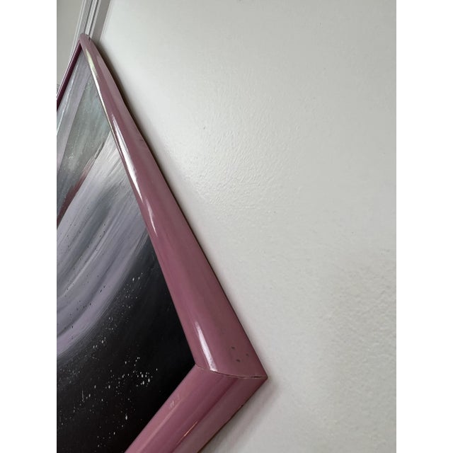 Pink 1987 Postmodern Abstract Artwork in a Pink Laminate Frame For Sale - Image 8 of 10