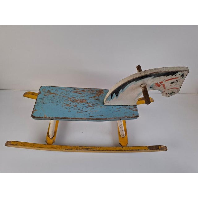 Mid-Century Hand-Painted Wooden Rocking Horse, Czechoslovakia, 1960s For Sale - Image 14 of 16
