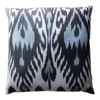Contemporary Silk Ikat Bohemian Throw Pillow For Sale