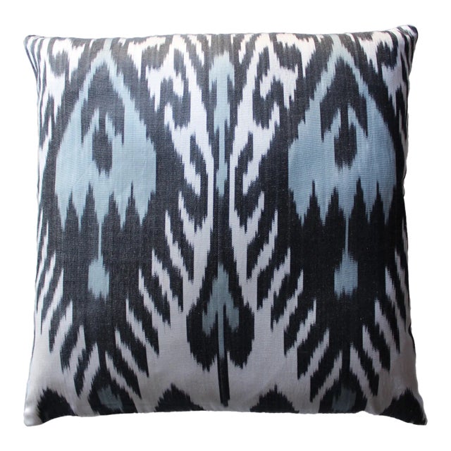 Contemporary Silk Ikat Bohemian Throw Pillow For Sale