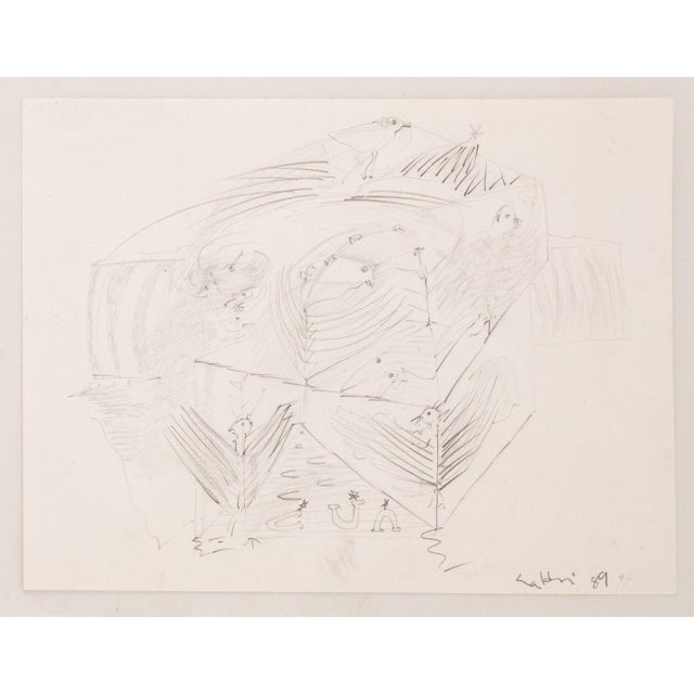 Eva Bouzard-Hui Surrealist Graphite on Paper, 10 For Sale - Image 12 of 14