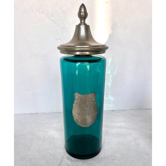 French Apothecary Glass/Pewter Bath Jar Set For Sale - Image 13 of 15