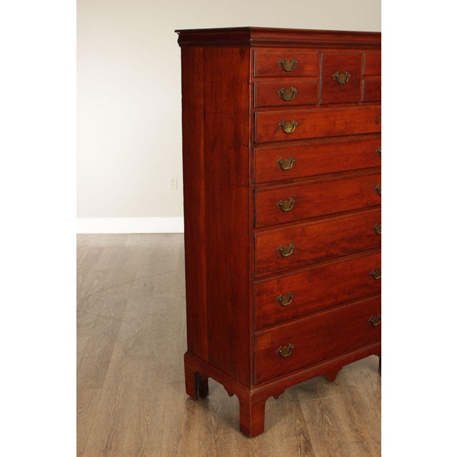 Antique American Chippendale Period Cherry Tall Chest Of Drawers For Sale - Image 12 of 18