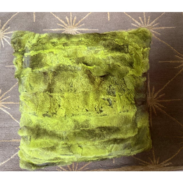 Green Adrienne Landau Genuine Rabbit Fur pillow from Barney’s New York 18x18 available—oh so gorgeous, soft and...