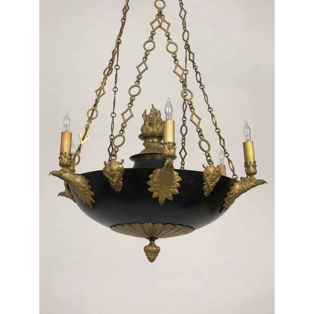 Black Swedish Black & Gilt Bronze Eagle Empire Chandelier, Early 1800's For Sale - Image 8 of 11