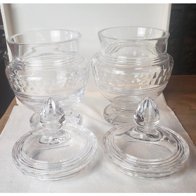 Late 19th Century Late 19th Century Colorless Crystal Sweetmeat Jars - a Pair For Sale - Image 5 of 9