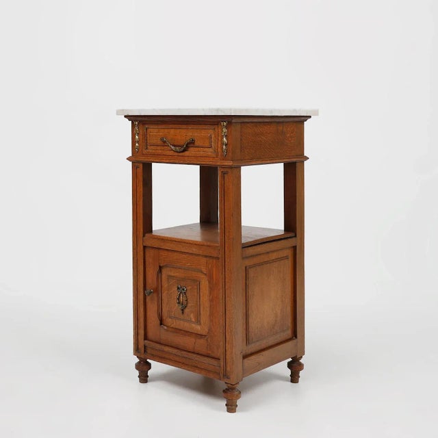 Art Deco Nightstand with Carrara Marble Top, France, 1910s For Sale - Image 11 of 11