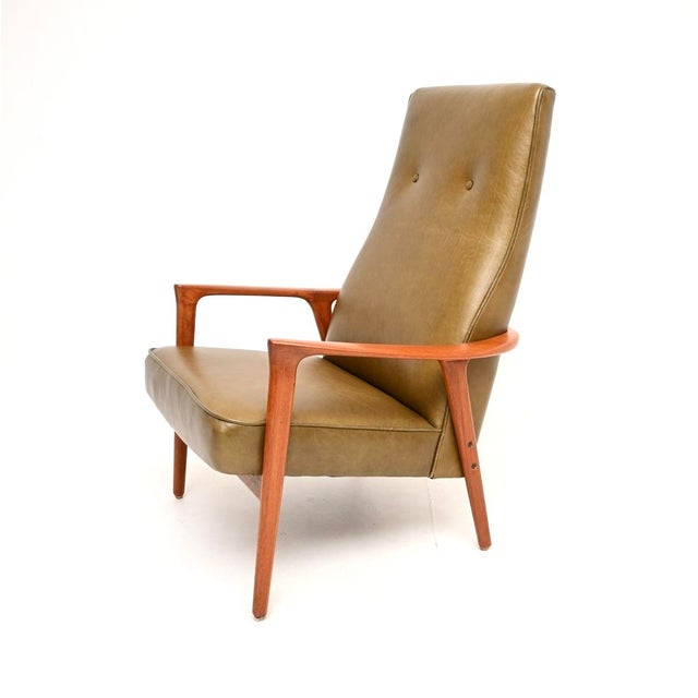 Vintage Swedish Armchair in Walnut and Leather attributed to Inge Andersson from Bröderna Andersson, 1960 For Sale - Image 4 of 10