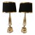 Glazed Ceramic Mid Century Gold Diamond Lamps - A Pair For Sale