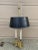 1980s Stiffel Brass Bouillotte Lamp With Faux Crocodile Black Leather Shade For Sale - Image 10 of 12