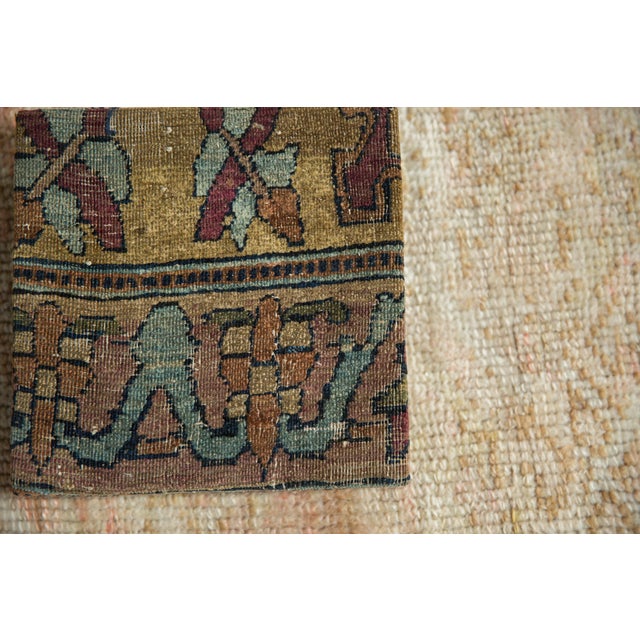 Wood Decorative Cork Board Antique Kerman Rug Fragment Art For Sale - Image 7 of 11