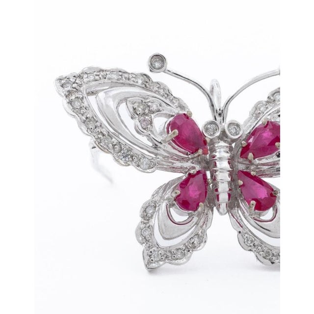 Late 20th Century Diamond and Ruby Butterfly Pin For Sale - Image 5 of 6