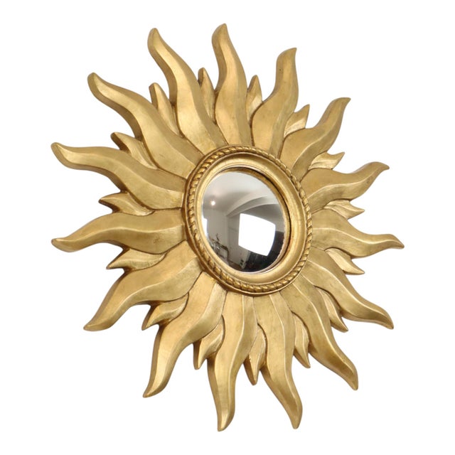 Vintage Convex Gilt Sunburst Witch Mirror, 1960s For Sale - Image 15 of 18