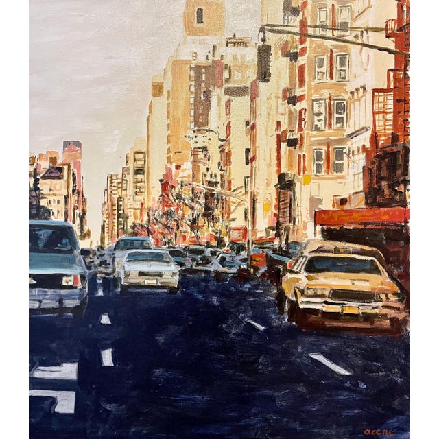 1990s Arie Azene, Arie Azene Israeli Photo Realist Oil Painting Manhattan New York Street Scene, c.1990's For Sale - Image 5 of 10