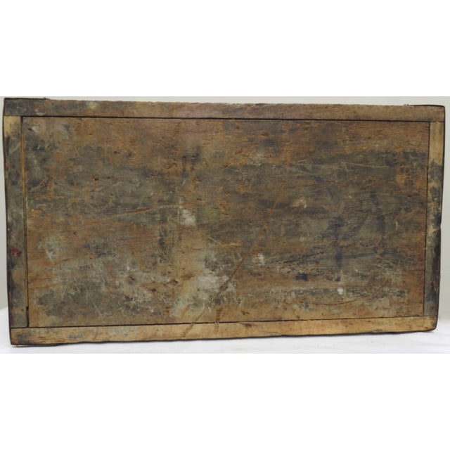 Red Primitive Hand-Painted Wooden Tool Box For Sale - Image 8 of 11