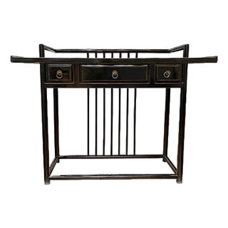 Black Lacquer Console Table For Sale
