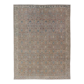 Vintage Turkish Oushak With All-Over Design in Muted Tones & Neutral Colors For Sale