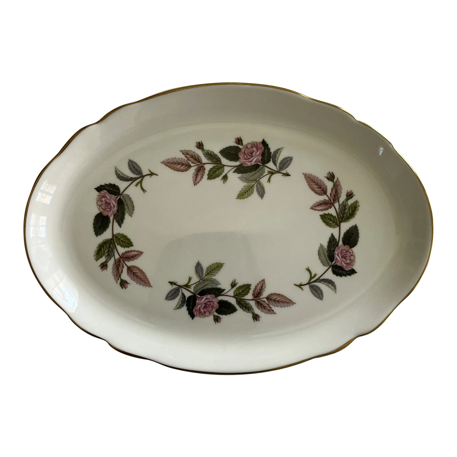 Wedgwood “Hathaway Rose” Oval Serving Plate Early 21st Century | Chairish