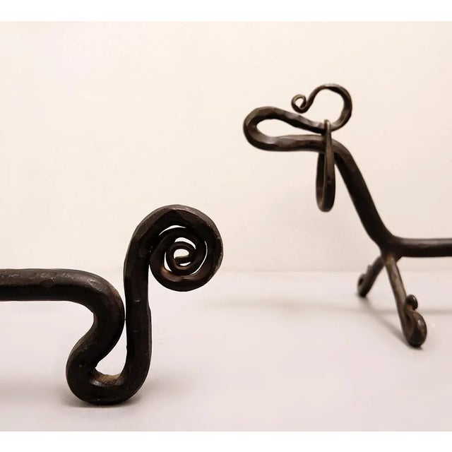 Wrought Iron Dachshund Andirons, Set of 2 For Sale - Image 3 of 7