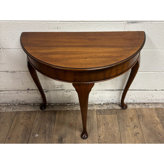 Vintage Queen Anne Style Half Moon Demilune Entry Hall Table Console For Sale - Image 9 of 12