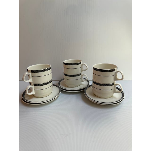 1980s Villeroy & Boch 6 Coffee/Tea Cups and Matching 6 Saucers Made in Luxembourg For Sale - Image 10 of 16