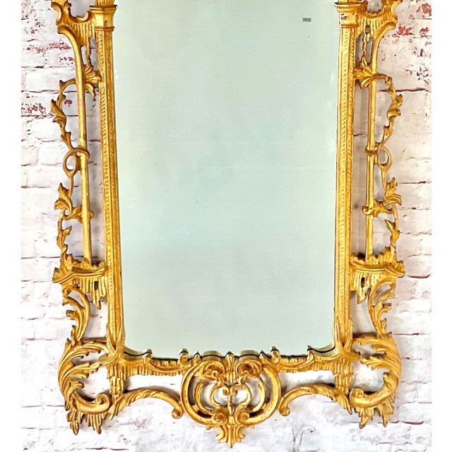 Chinoiserie La Barge Chinese Chippendale Style Chinoiserie Pagoda Mirror Giltwood Finish For Sale - Image 3 of 18