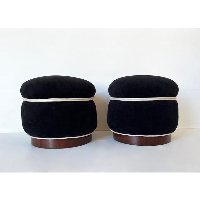 Round Deco Pouf, 1940s For Sale - Image 6 of 6