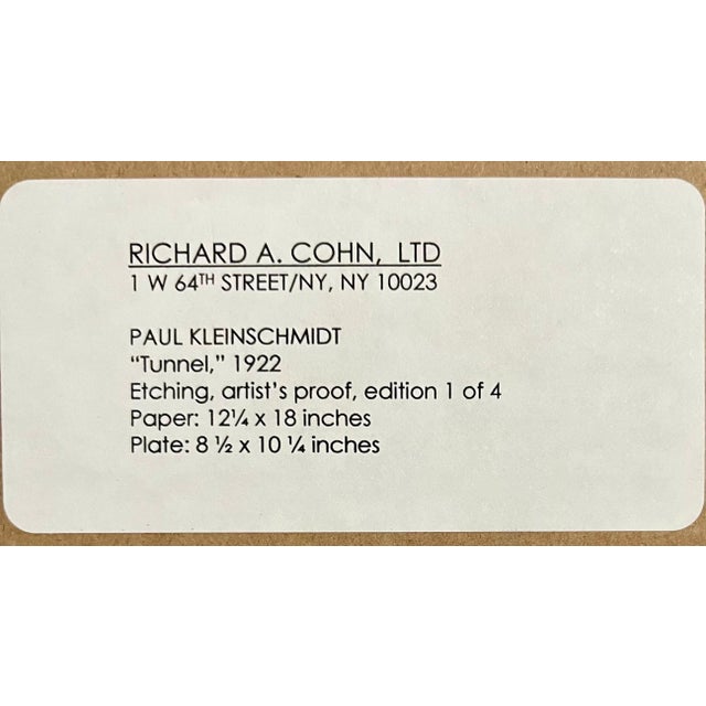 Paul Kleinschmidt1922 German Expressionist Figurative Train Tunnel Etching Paul Kleinschmidt, 1922 For Sale In Miami - Image 6 of 6