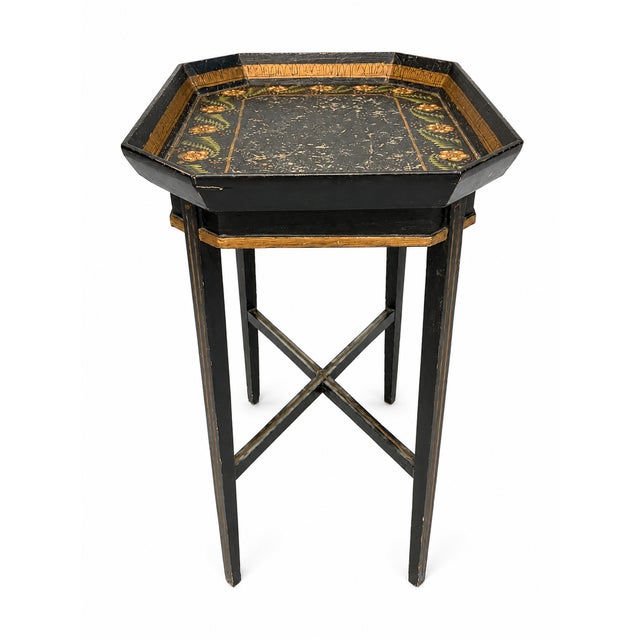 1930s–1940s Vintage Chinoiserie Black & Gilt Tray Table For Sale - Image 16 of 18