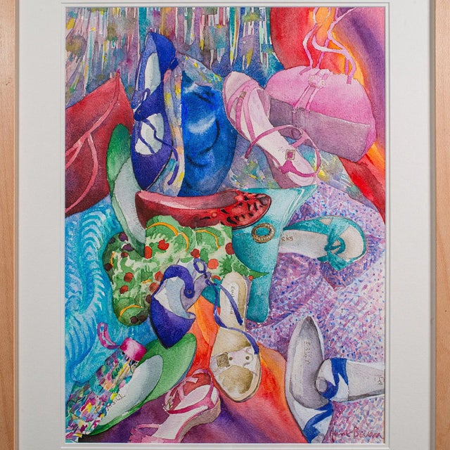 1990's Vintage Fashion Watercolour For Sale - Image 4 of 8