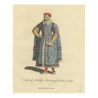Jefferys, Wealthy Merchant of London in 1588, Fur Trimmed Gown, Jefferys, 1757, Engraving For Sale