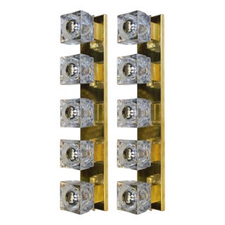 1960s Sconces With Sciolari Murano Glass Cubes Italy - a Pair For Sale