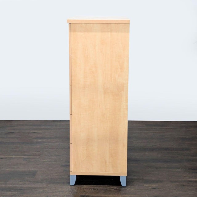 Alf Italia Contemporary 5-Drawer Light Wood Dresser With Silver Handles For Sale - Image 4 of 10