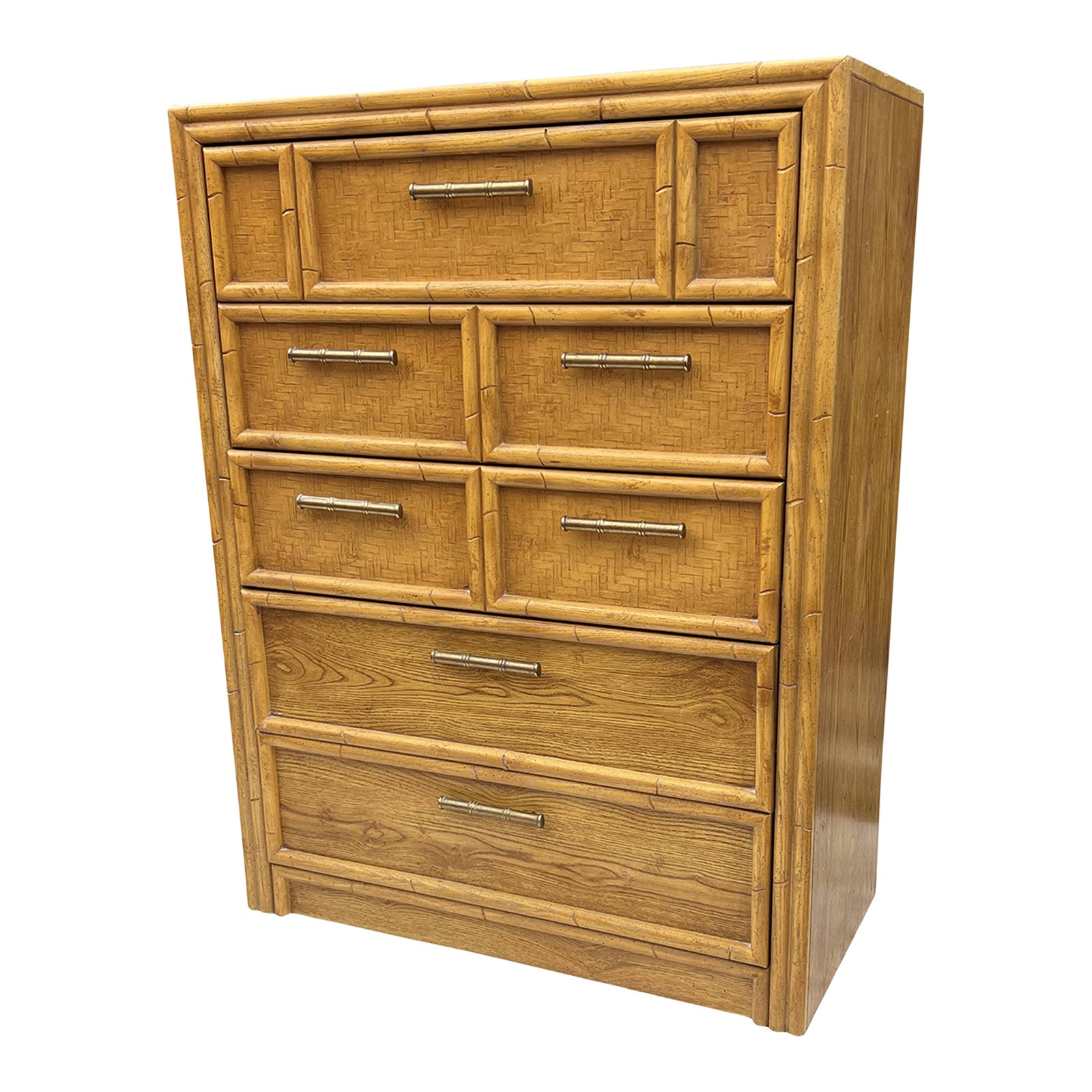 Lea Faux Bamboo Rattan Dresser High Chest Drawers Chairish