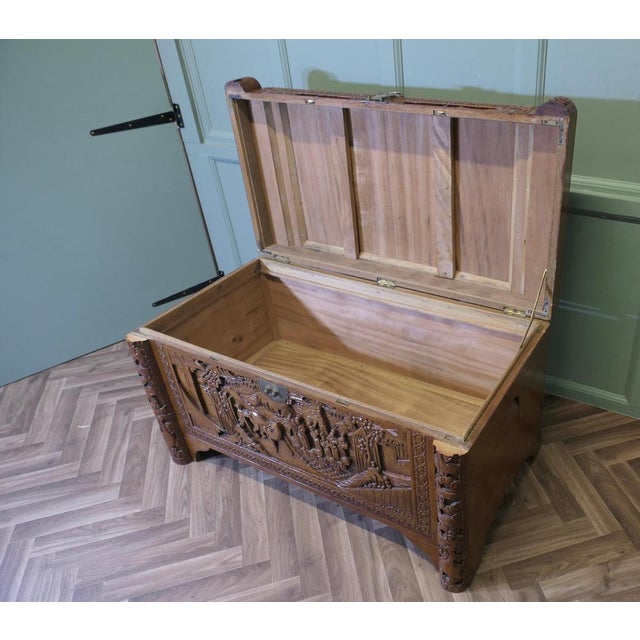 Art Deco Carved Camphor Wood Chest, 1920s For Sale - Image 9 of 10