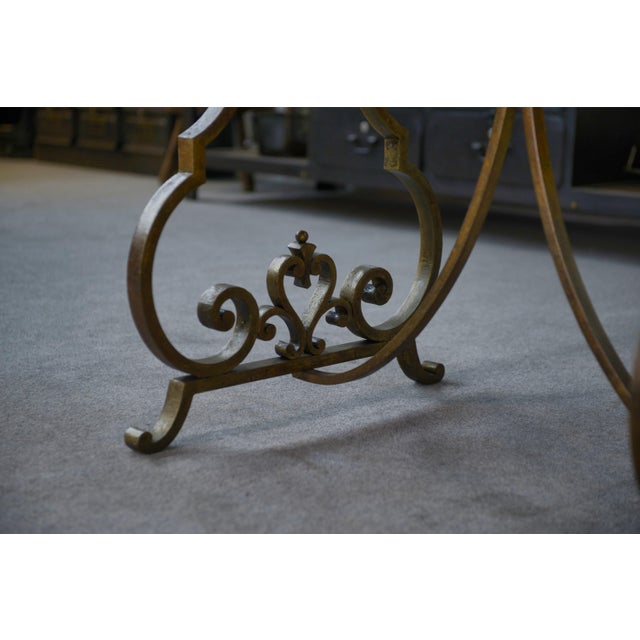 Side Table with Gilt Wrought Iron Base by Gilbert Poillerat, 1940s For Sale - Image 10 of 11