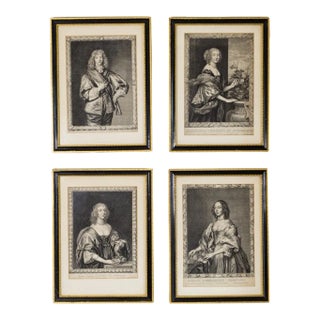 17th Century Pierre Lombart Framed Countesses Portrait Engravings Set of 4 For Sale