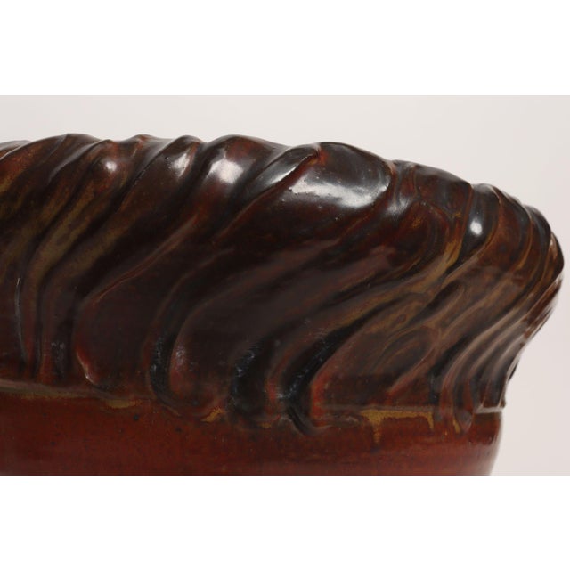 Large Vintage Red, Ochre and Slate Incised Ceramic Planter by Deanna Nichols For Sale - Image 10 of 18